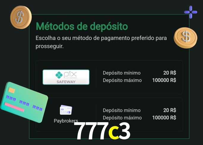 O cassino 777c3 oferece uma grande variedade de métodos de pagamento